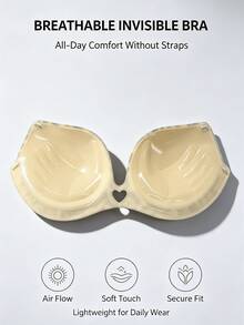 Women Stick‑On Adhesive Sticky Bra, Seamless Push‑Up Support Strapless Invisible Bra For Backless And Off‑Shoulder Dresses - Multicolor - View 5