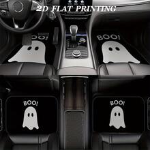 4pcs Car Floor Mats, Happy Halloween BOO Ghost Scare Pattern Design, Suitable For Sedan, SUV Models, Fashionable Interior Decoration, Protect Car Bottom, Perfect Holiday Gift - Halloween BOO - View 2