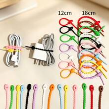 5/10/20pcs Pengikat Kabel Silikon Warna-warni yang Dapat Diatur | Pengikat Kabel Data untuk Rumah dan Meja, Pengatur Penyimpanan Kabel, Tali Pengikat, Gantungan DIY, Penutup Mulut Tas, Tali Pengikat Multifungsi - View 12