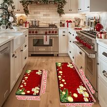 1/2/3pcs Christmas Theme Kitchen Rug, Flannel Kitchen Rug, Comfortable Soft Absorbent Non-Slip Machine Washable With Backing, Multi-Functional Home Floor Mat, Suitable For Entryway, Living Room, Bedroom, Kitchen, Dining Room, Bathroom, Laundry Room, Patio, Hallway, Holiday Christmas Decoration Mat - Multicolor - View 13