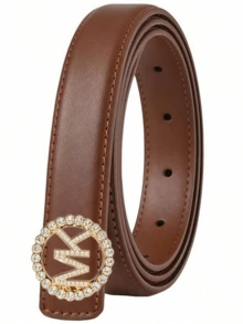 Women's Letter Rhinestone Belt With Metal Buckle, Fashionable Versatile Waist Belt - Multicolor - View 8