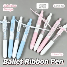 4pcs Cute Ballet Bow Ribbon Neutral Pen Set, 0.5mm ST Tip Quick-Dry Smooth Writing, Ins Style Aesthetic Student Exam School Stationery Supplies - Sets - View 9