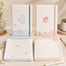1pc Cute Hardcover Notebook Journal With Elastic Band, Lined And Dot Grid Pages, Pastel Rabbit And Strawberry Cover Designs For Writing, Journaling, School And Office - 6031 - View 3