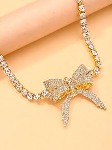 outingfit 1 buah Kalung Choker Pita Baru, Kalung Rhinestone Mewah dan Modis, Aksesori Personalisasi untuk Wanita - Emas - View 7