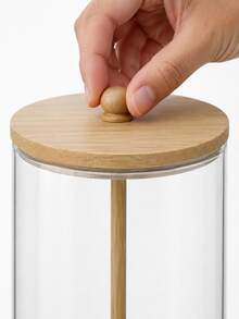 1 Tempat Sedotan Akrilik dengan Tutup Bambu, 15cm/6in, 25cm/9.84in Organizer Sedotan Plastik Transparan untuk Meja Dapur, Kantor, Penyimpanan Lemari, Dapat Menampung Pensil, Peralatan Makan (Sedotan Tidak Termasuk) - transparan - View 4