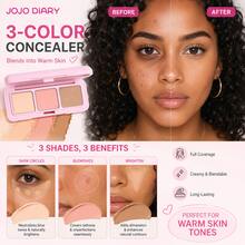 JOJO DIARY 2PCS/Setting Powder + 3-Color Concealer Combo, Precise Coverage, Oil Control & Setting, Waterproof & Sweatproof, Easily Cover Facial Imperfections, Redness, Spots And Acne, Beginner Friendly, Suitable For All Skin Types - Multicolor - View 6