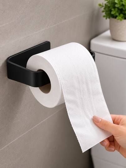 Porta Papel Higiênico Suporte Adesivo Sem Furo Acrílico 4mm com Fita 3M para Banheiro Preto