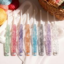 1 Set Candy Color Crystal Glossy Crochet Hook Tool Kit, Ergonomic Soft Grip Knitting Needles And Crochet Hooks Set, DIY Yarn Knitting Tools For Shawls, Blankets, Scarves, Suitable For Beginners And Experienced Users - Crystal Style - View 12