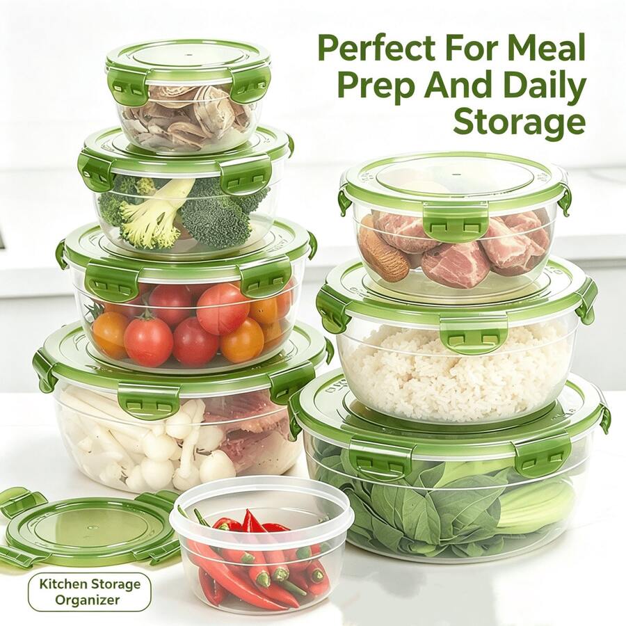 Food Storage Container Set For Kitchen Home Use, Fruit, Frozen Meat, Bento Lunch Box, Microwave , Refrigerator Airtight Storage Box - View 1