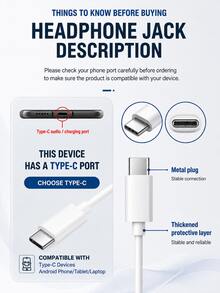 YUAOVCQ Wired In-Ear Headphones, Large Dynamic Driver Unit HiFi Sound Quality, High-Definition Call Microphone, 3.5mm Or Type-C Interface, Comfortable Fit, 1.2m Wired Earphones, Suitable For Smartphones, Computers, Game Consoles - View 8
