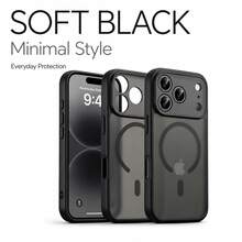 SKJL Matte Semi‑Transparent Magnetic Phone Case, Large Camera Cutout Shockproof Minimalist Cover Compatible With Iphone 18 18Pro Max 17 AIR 17Pro 17Pro Max Case - Black - View 1