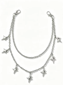 1pc Fashion Shining Star Pants Chain Multi Layer Metal Waist Chain Hanging Chain Personalized Versatile Pants Chain - Silver - View 6