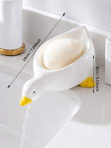 1pc Yellow Duck Shaped Soap Holder, Plastic Material, Suitable For Kitchen Bathroom Countertop Storage Box, Non-Slip Drainage Soap Dish Container, Bathroom Accessories, Home Bathroom Decor, Summer - Multiple Styles and Colors - View 4