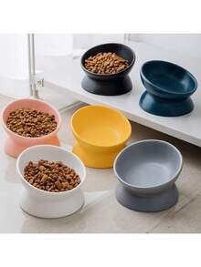 Non-Slip Tilted Ceramic Pet Bowl With Base, Suitable For Cats And Dogs, Reduces Neck Pressure, Improves Digestion, Cute Anti-Tip Ceramic Cat Food/Water Bowl, Suitable For Indoor Cats - A - View 5