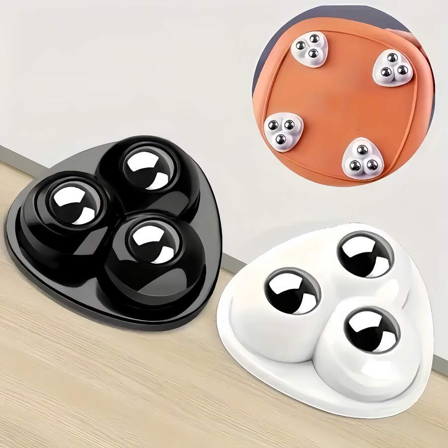 6pcs/Set 360° Smooth Rotating Multi-Function Adhesive Universal Caster Wheels, No-Drill Triangular Ball Bearing Wheels, Suitable For Storage Boxes, Furniture, Trash Cans, Table Legs - Pulley - View 1