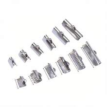 20pcs Stainless Steel Crimp End Bead Buckle Tip Clasp Cord Flat Cover Clasps Diy Necklace Bracelet Connectors For Jewelry Making - Steel - View 8