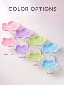 Flower-Shaped Soap Holder Storage Rack - Wall-Mounted Double Layer Soap Rack With Hooks, Suitable For Bathroom, Drainage System And Bathroom Accessories, Easy To Clean - Multicolor - View 3