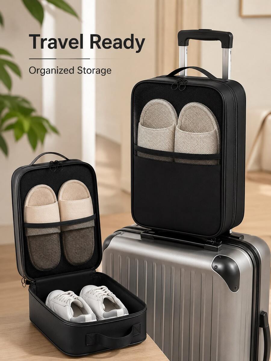 Large Capacity Travel Shoe Storage Bag, Portable Shoe Organizer Bag With Handle And Back Pocket, Multi-Purpose Travel Shoe Bag, Suitable For Travel, Business Trip, Camping And Daily Storage