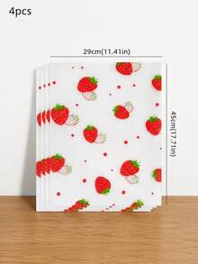 4pcs Strawberry Print Refrigerator Shelf Liner, Non‑Slip Washable Drawer Protector Mat, Cuttable Waterproof Anti‑Oil Kitchen Cabinet Pad, Reusable Fridge Tray Liner For Refrigerator, Cupboard, Dresser Drawer Organization - Multicolor - View 11