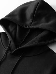 Hoodie Pria Motif Retro Musim Gugur/Dingin, dengan Cetakan Tulisan "Walk By Faith", Sweatshirt Pullover Kasual Longgar dengan Kantong Kanguru - Hitam - View 8