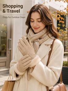 Autumn/Winter Cold Weather Gloves, Touchscreen Finger Protection Gloves, Fleece Lined, Unisex, Multiple Colors Available, Suitable For Snow Sports, Can Be Used As Christmas Or Holiday Gift - Multicolor - View 7