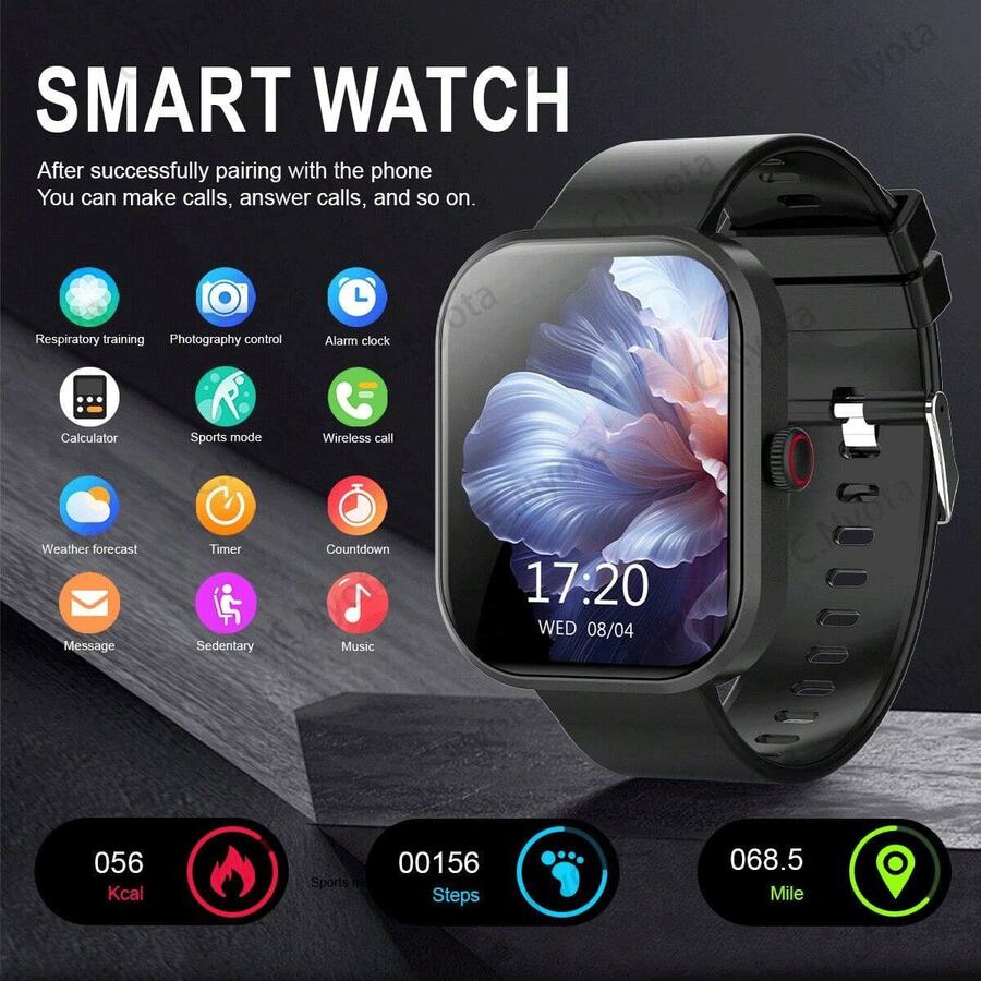 Chiếc đồng hồ thông minh unisex phổ biến này có các chức năng sau: Trả lời cuộc gọi, Thông báo tin nhắn, Điều khiển nhạc, Chụp ảnh từ xa, Đếm bước chân, Theo dõi lượng calo, Nhiều chế độ thể thao, Đồng hồ báo thức, Thông báo cuộc gọi và tin nhắn đến, Tương thích với hệ điều hành Android và iOS.