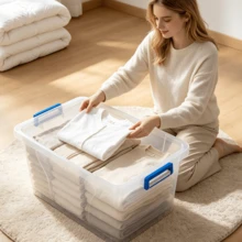 2PCS Transparent Plastic Storage Boxes With Lids, 7 Sizes Stackable Organizer Containers For Closet, Kitchen, Office, Durable Clear Storage Bins For Home, Bedroom Closet And Food Pantry - View 8