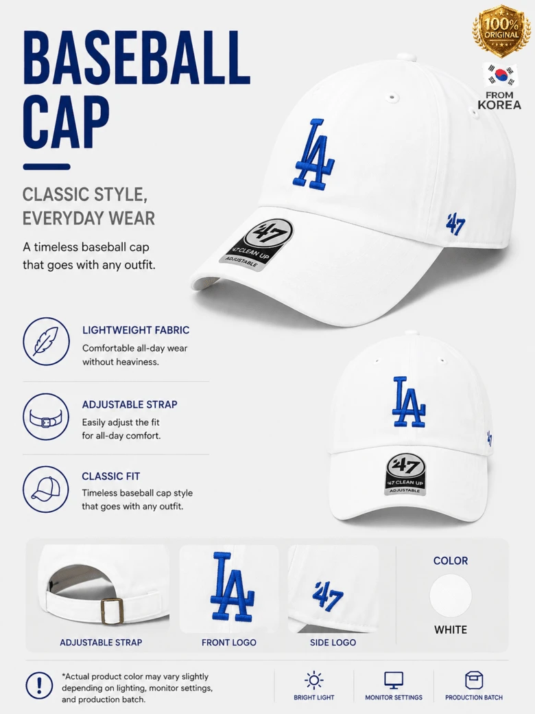 Baseball Caps - Weiss - Übersicht 1