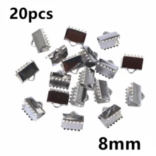 20pcs Stainless Steel Crimp End Bead Buckle Tip Clasp Cord Flat Cover Clasps Diy Necklace Bracelet Connectors For Jewelry Making - Steel - View 13