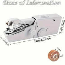 Juego de máquina de coser portátil de mano, adecuado para coser ropa, máquina de coser de mano, herramienta de costura multifuncional, perfecto para viajes y reparación de telas DIY en el hogar, fácil de usar para principiantes, accesorios de color aleatorio - Blanco - Ver 3