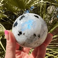 1pc Unique Moonstone Sphere - Polished Stone Ball - Home Decor, Holiday Gift - Perfect Gift For Crystal Collectors - Multicolor - View 8