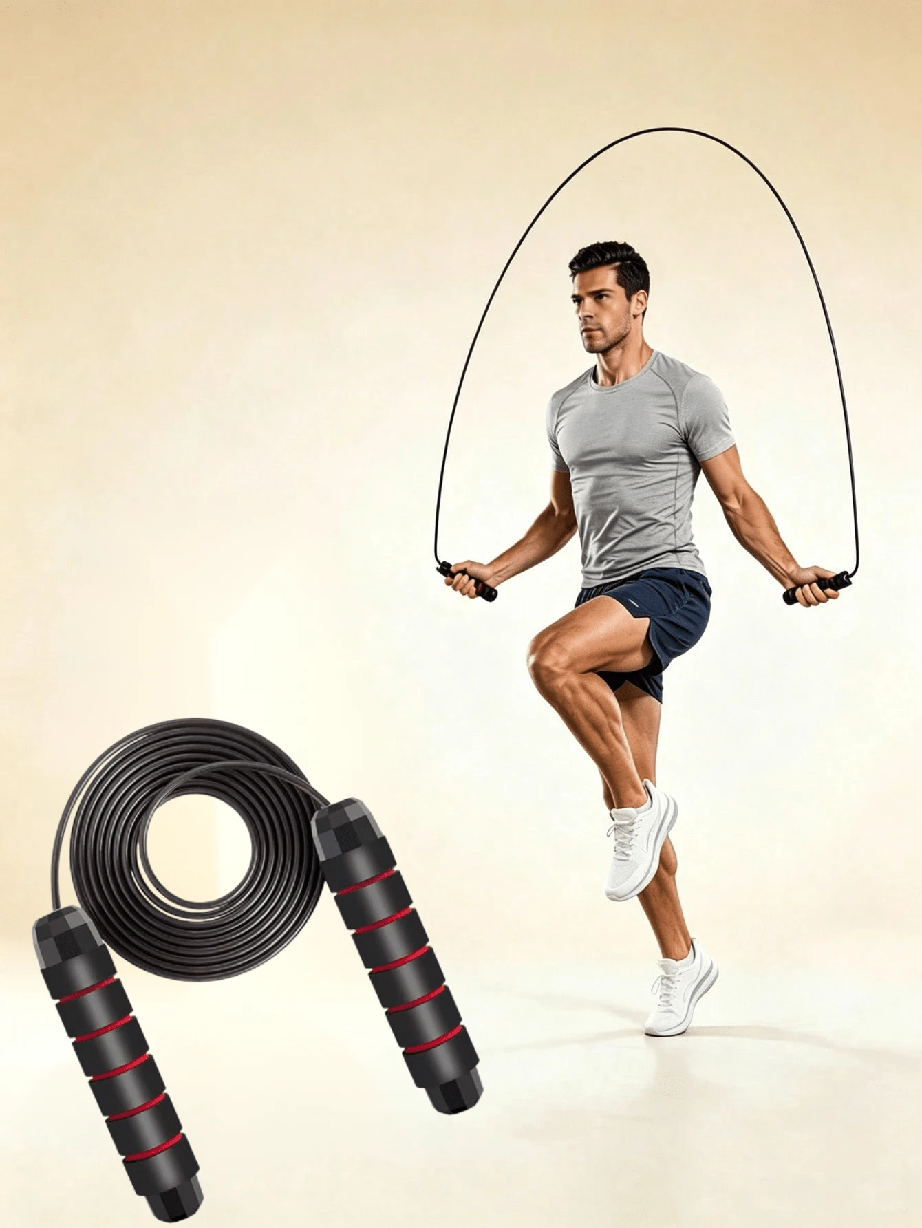 Steel Wire Jump Rope, Adjustable Length, Multi-Function, Unisex, Suitable For Student Exercise, Fitness, Fat Burning, Sports Club Training - Multicolor - View 1