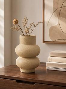 1pc Modern Textured Vase, Sculptural Bubble Shaped Flower Vase For Pampas Grass And Bouquets, Neutral Boho Tabletop Decor For Living Room Shelf Bedroom - Multiple 3 - View 11