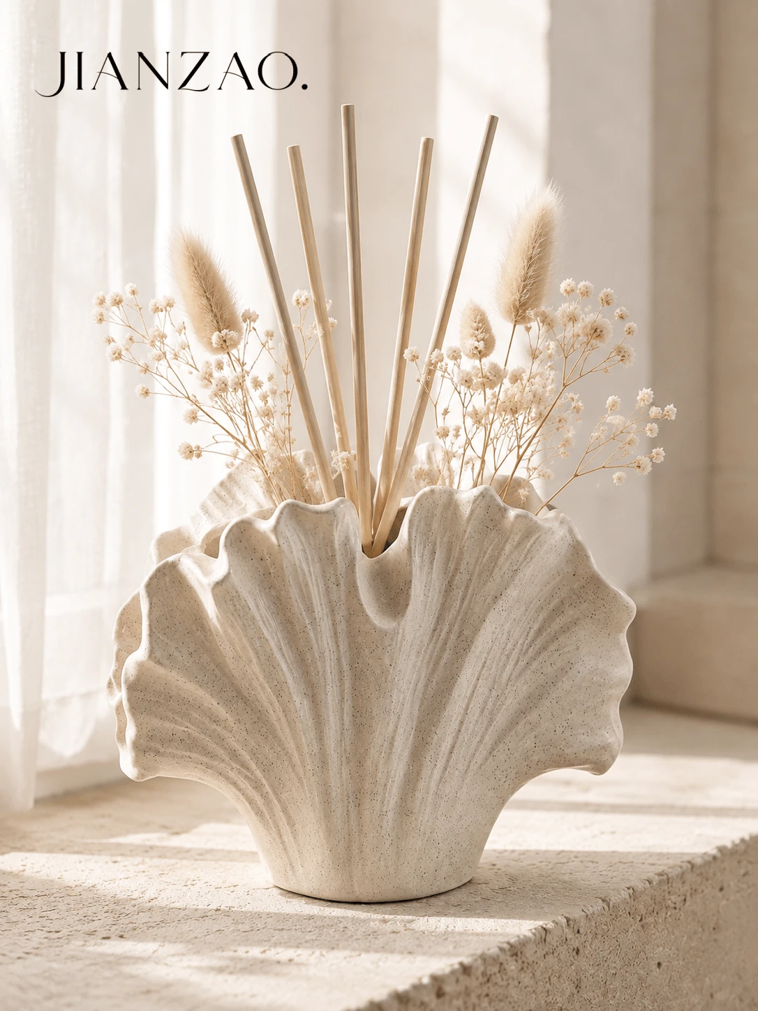 1pc Wabi Sabi Retro Textured Ginkgo Petal Resin Vase, Matte Black & Speckled Cream White Dual Function Reed Diffuser Bottle & Dry Flower Holder, Zen Ins Aesthetic Decor For Living Room Bathroom Homestay Gift - Ginkgo Leaf Travel Bottle - View 1