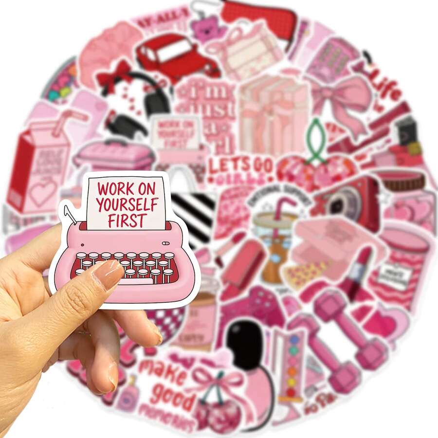 Stiker Cetak Gaya Gadis Imut, Alat Tulis Dekoratif, Cocok untuk Buku, Laptop, Botol Minum, Casing Ponsel, Koper, Gitar, Helm, dll. - MultiWarna - View 1