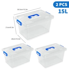 2PCS Transparent Plastic Storage Boxes With Lids, 7 Sizes Stackable Organizer Containers For Closet, Kitchen, Office, Durable Clear Storage Bins For Home, Bedroom Closet And Food Pantry - View 14