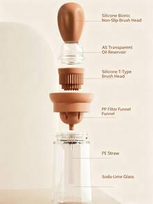 200ml Oil Bottle, Oil Dispenser, Quantitative Oil Bottle, Kitchen, Silicone Brush, Glass Oil Bottle, Home Baking Brush, All-In-One Oil Absorbing Bottle - Multicolor - View 4