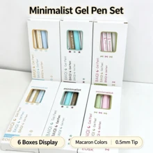 4/2/1pcs Retractable Gel Pen Set, Macaron Pastel Aesthetic 0.5mm Fine Tip Black Ink Minimalist Smooth Writing Gel Pens, Suitable For School Students Exams Notes Office Stationery Gift - Sets - View 8