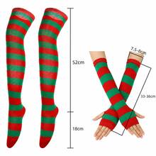 Halloween Striped Arm Sleeves And Over-The-Knee Leg Warmers Set, Orange And Black Long Stockings With Fingerless Gloves, Women's Girls Party Cosplay Costume Accessories - Multicolor - View 1