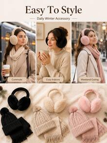 Winter Warm Ear Muffs For Women, Foldable Ear Protection, Suitable For Daily Wear, Compatible With Glasses And Headphones, Ideal For Cold Weather, Fashionable High-Quality Women's Accessory, Fleece Lining Winter Ear Muffs - Multicolor - View 10
