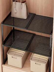 Expandable Under Sink Storage Rack | Kitchen, Cabinet, Closet And Shoe Multi-Function Storage Shelf | Adjustable Countertop And Closet Organizer - Multicolor - View 6