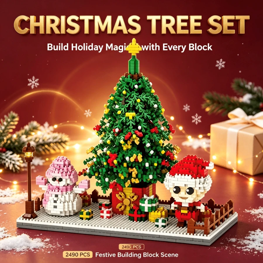 Christmas Theme Creative Handmade Assembly Toy Decor, Christmas Tree Christmas Stocking Micro Particle Building Blocks Christmas Pen Holder Christmas Toy Gift Box - Multicolor - View 1