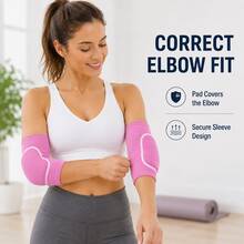 BSKT 1 Pair EVA Padded Sports Elbow Pads, Polyester Latex Yarn Knitted Multi-Color Minimalist Style, Breathable Elastic Cushioning Pad, Snug Fit Anti-Slip, Suitable For Plank Yoga Fitness Training, Adult Use - Multicolor - View 5