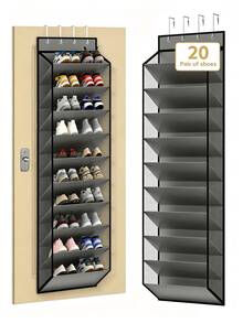 Over‑The‑Door Shoe Organizer, Breathable Mesh Hanging Shoe Rack, Tool‑Free Hook Installation, Holds 30 Pairs, Slim 5cm Space‑Saving Large Capacity, For Entryway Bedroom Small Apartments, Home Shoe Storage Keep Footwear Tidy - Multicolor - View 9