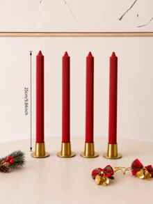 Assorted Styles Scented Christmas Candle Centerpiece Set, Made Of Soy Wax And Paraffin, Red Slender Gear Candles, Exquisite Design, Suitable For Home Decor, Christmas Gift, Women's Gift, Winter Gift, Best Friend Gift - Claret - View 16