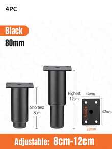 4 buah Kaki Furnitur yang Dapat Diatur, Baja Canai Dingin, Hitam Putih, Pengganti Kaki Meja, Kabinet, Sofa, Kaki Logam, Perlengkapan Furnitur. - MultiWarna - View 18