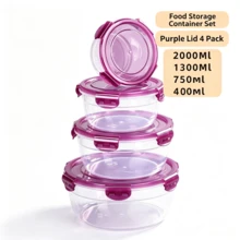 [1pc]Round Airtight Fresh-Keeping Lunch Box, Refrigerator Fruit Plastic Meal Box, Daily Kitchen Fresh-Keeping Bowl, Capacity 400-2000ml Optional - View 13