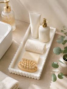 1pc White Rectangular Wavy Edge Jewelry Tray, Elegant Ring, Earring, Bracelet, Perfume And Small Accessory Storage Box, Suitable For Bedroom, Vanity, Dresser, Bathroom Or Desktop Display | Jewelry Tray, Vanity Storage Box, Home Decor - Multicolor - View 8