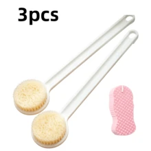 Set Perlengkapan Mandi 2 Buah (Sikat Mandi dan Spons Mandi Pengelupas Kulit), Sikat Punggung Gagang Panjang Unisex, Sikat Mandi Badan Besar untuk Mengangkat Kulit Mati, Warna Acak - MultiWarna - View 11