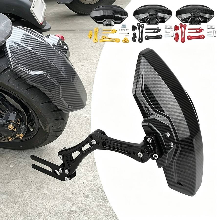 Pelindung Lumpur Roda Belakang Paduan Aluminium Universal yang Dapat Diatur untuk Cafe Racer, Sepeda Listrik, Skuter, Sepeda Motor Ringan, Aksesori Spatbor Belakang